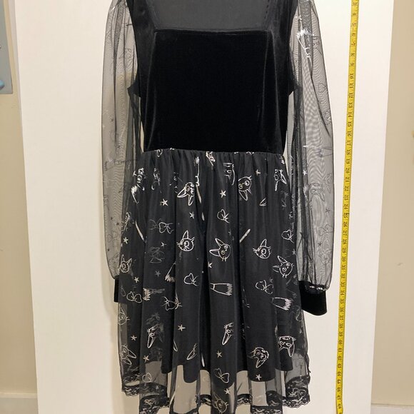 Hot Topic Black Mini Dress with Sheer Sleeves Kiki’s Delivery Service - Picture 2 of 6